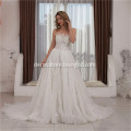 Customize Luxury Lace Embroidery 100cm Long Plus size luxurious wedding dress